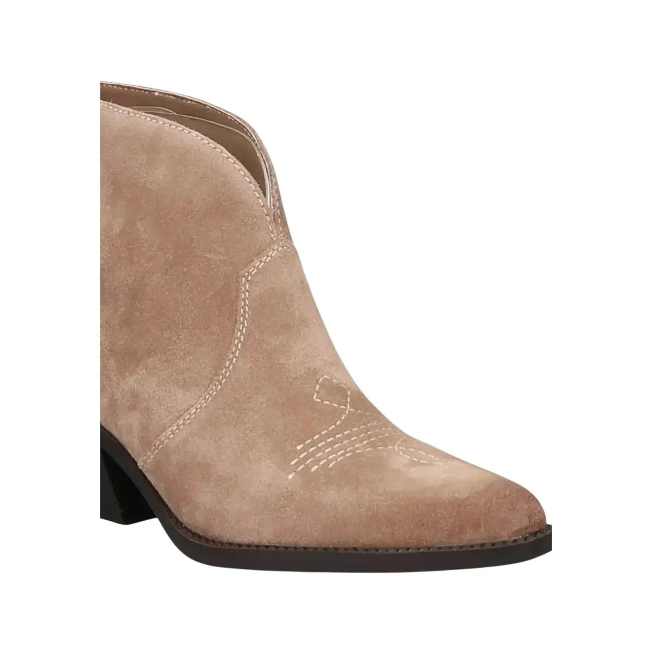 Liu Jo Women Premium Leather Western Ankle Boots Beige Block Heel Style by Liu Jo