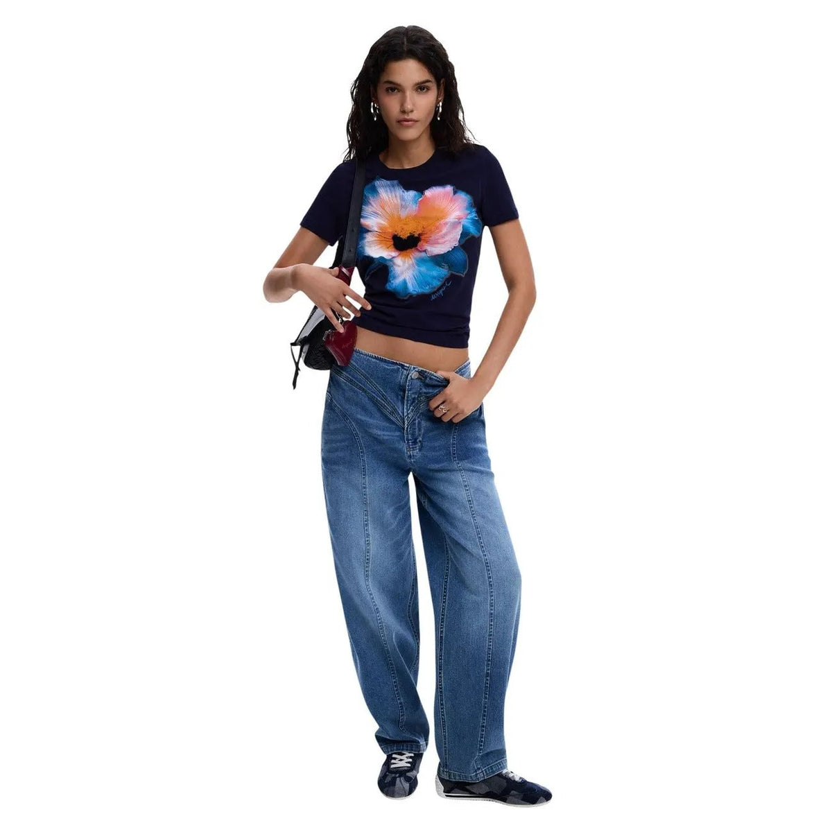 Desigual Women Stylish Comfortable Blue Stretch Cotton Wide Leg Jeans by Desigual