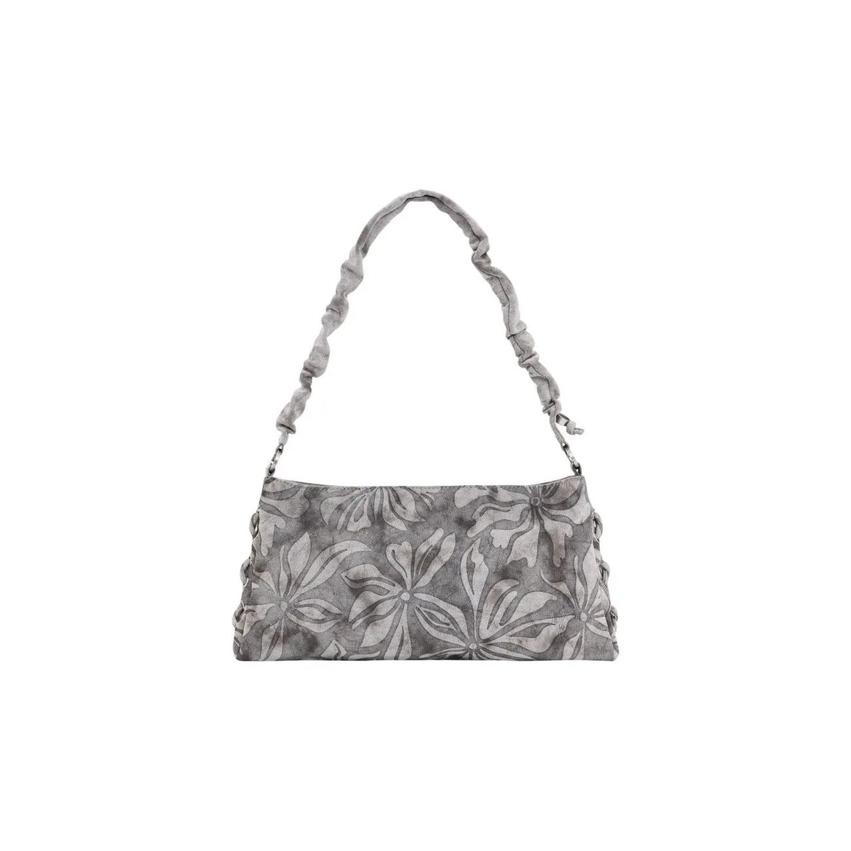 Stunning Desigual Women Grey Floral Cotton Handbag With Zip Closure by Desigual