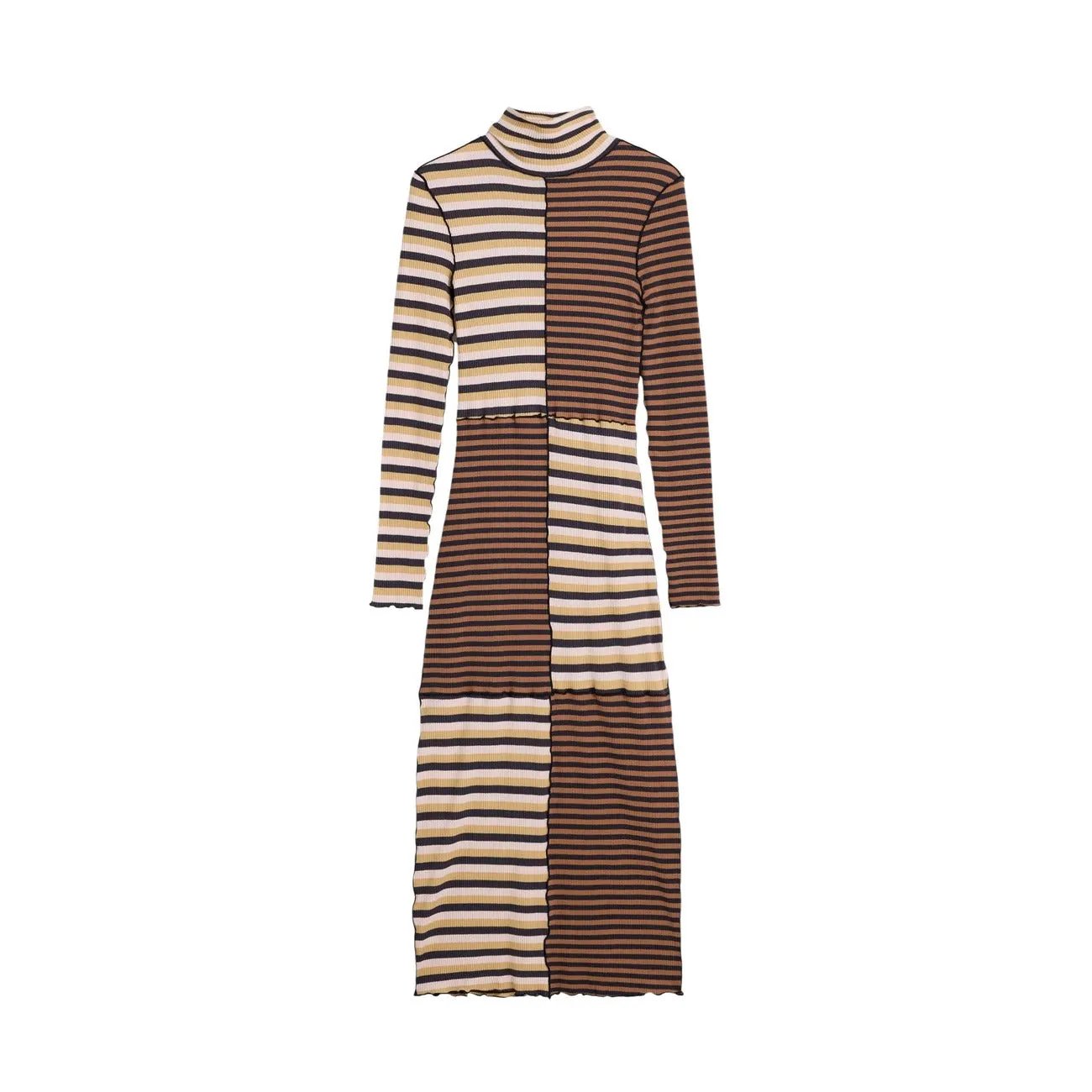 Desigual Women Elegant Striped Long Sleeve Turtleneck Cotton Dress by Desigual