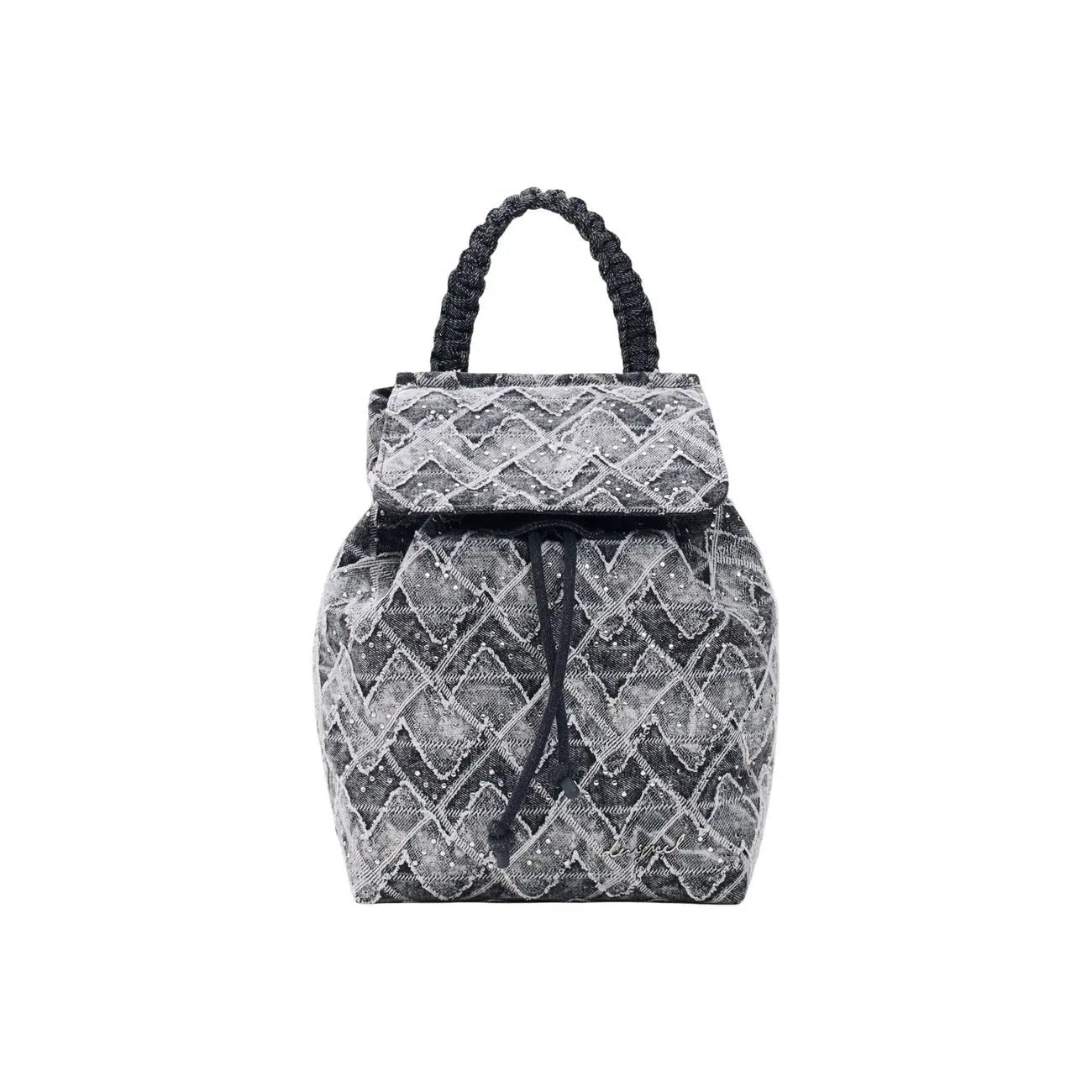 Desigual Women Grey Embellished Denim Mini Rucksack Bag For Stylish Travel by Desigual
