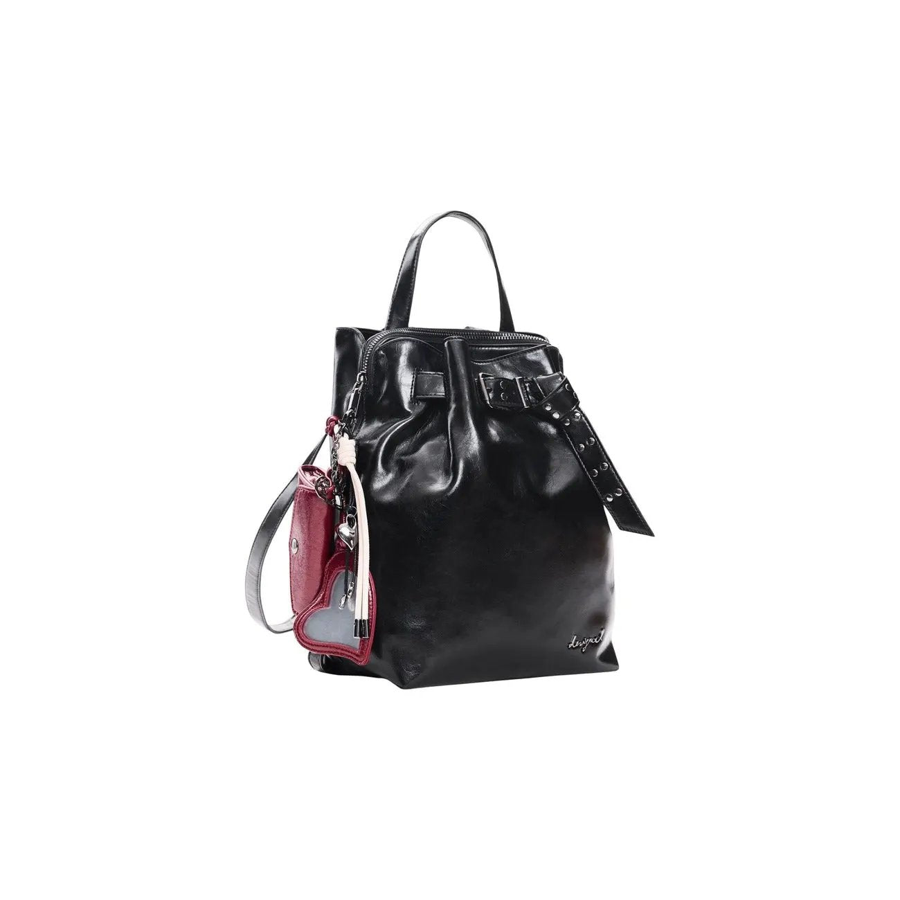 Desigual Women Black Premium PU Leather Backpack With Secure Zip Closure by Desigual