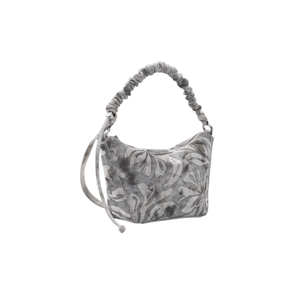 Desigual Women Grey Floral Ruffle Handle Shoulder Handbag Purse by Desigual
