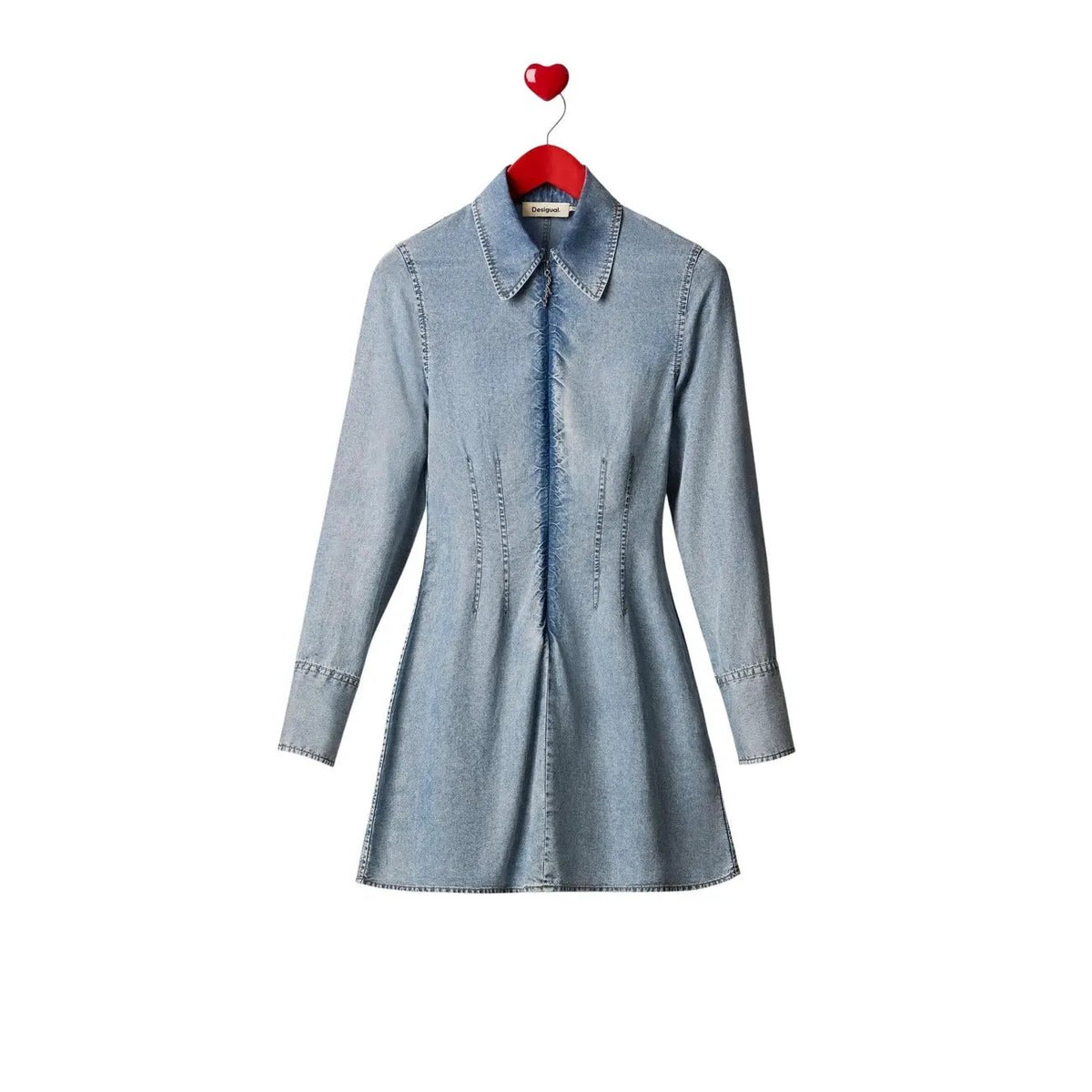 Desigual Women Stylish Light Blue Zip Front Classic Denim Shirt Dress by Desigual