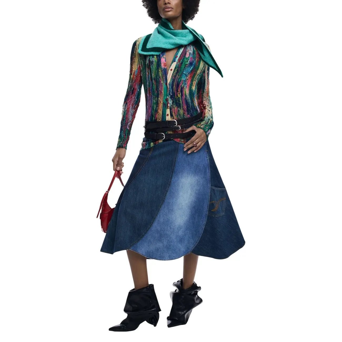 Desigual Women Stylish Blue Denim Skirt Cotton Zip Front Pockets by Desigual