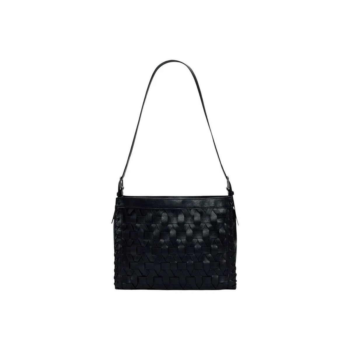 Desigual Women Stylish Black Woven Shoulder Bag With Zip Inner Pocket by Desigual