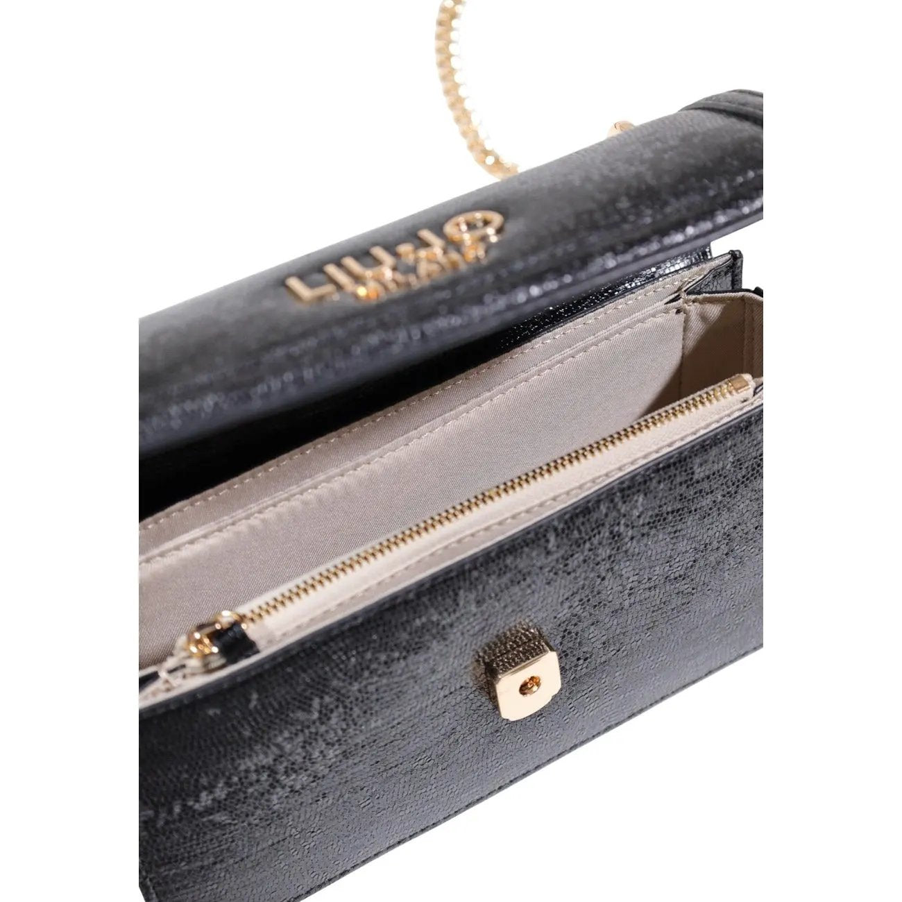 Liu Jo Women Black Elegant Crossbody Bag With Chain Strap Magnet Closure by Liu Jo