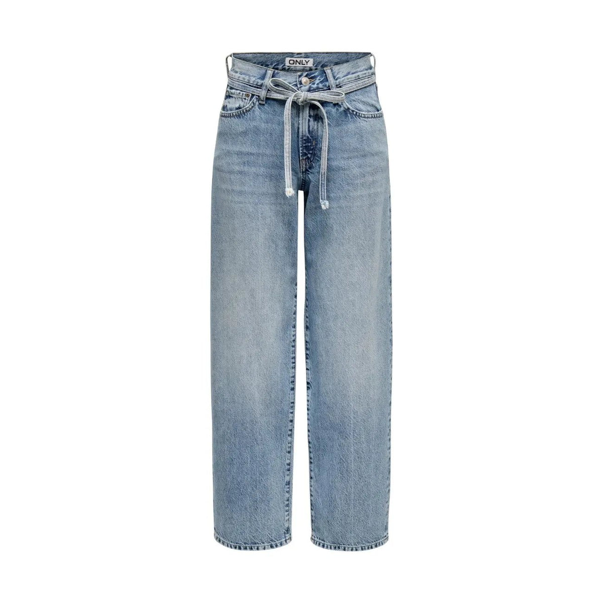 Only Women Premium Light Blue Cotton Jeans Featuring Belt And Pockets by Only