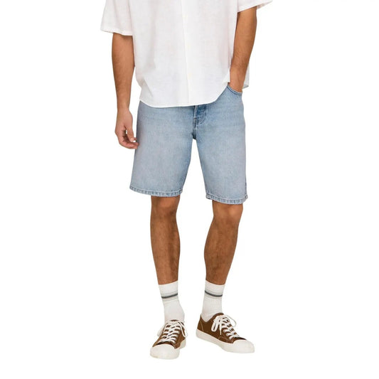 Only Sons Men Organic Cotton Light Blue Shorts Premium Comfort Fit by Only & Sons