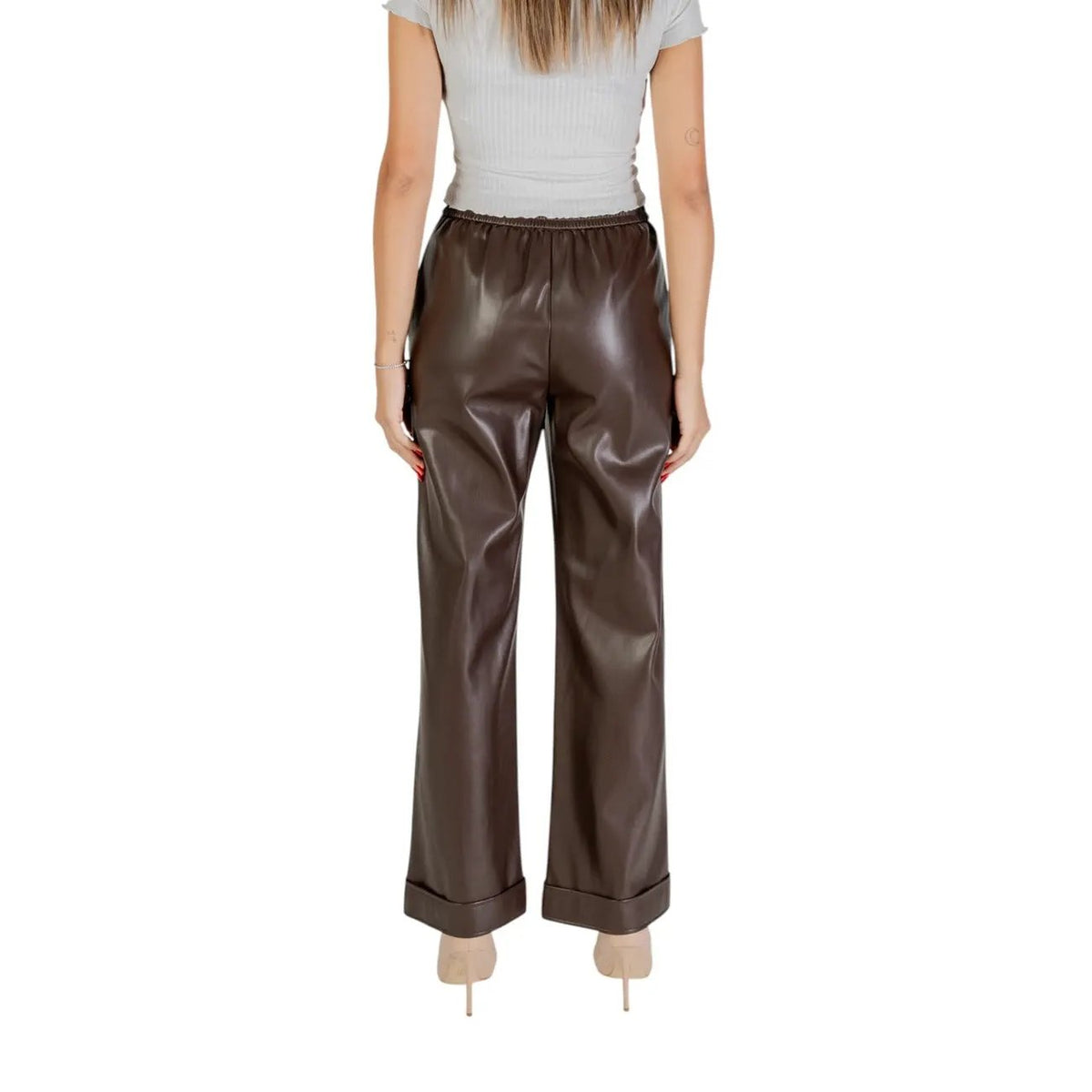 Liu Jo Women Brown Wide Leg Trousers With Elegant Zip Fastening by Liu Jo