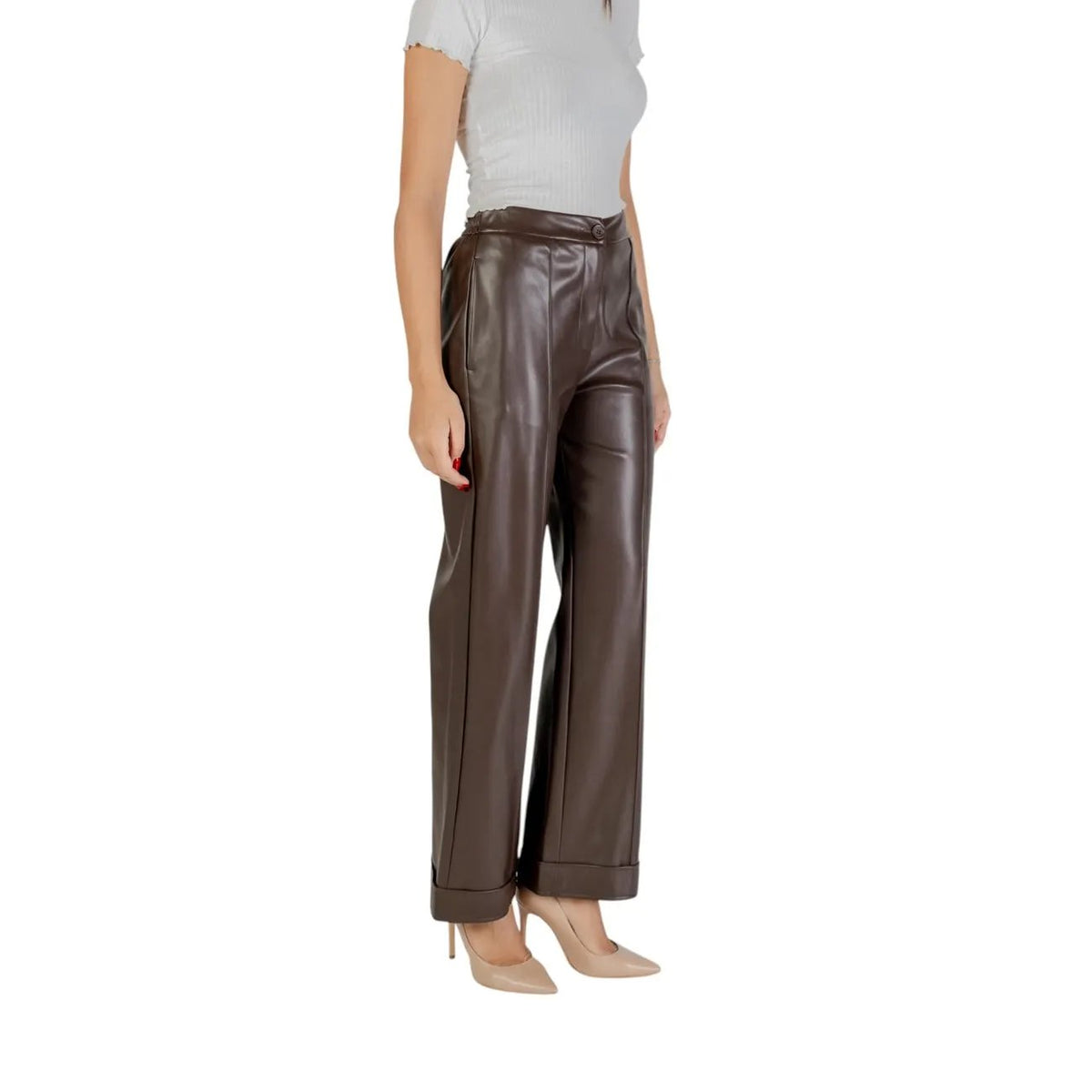 Liu Jo Women Brown Wide Leg Trousers With Elegant Zip Fastening by Liu Jo