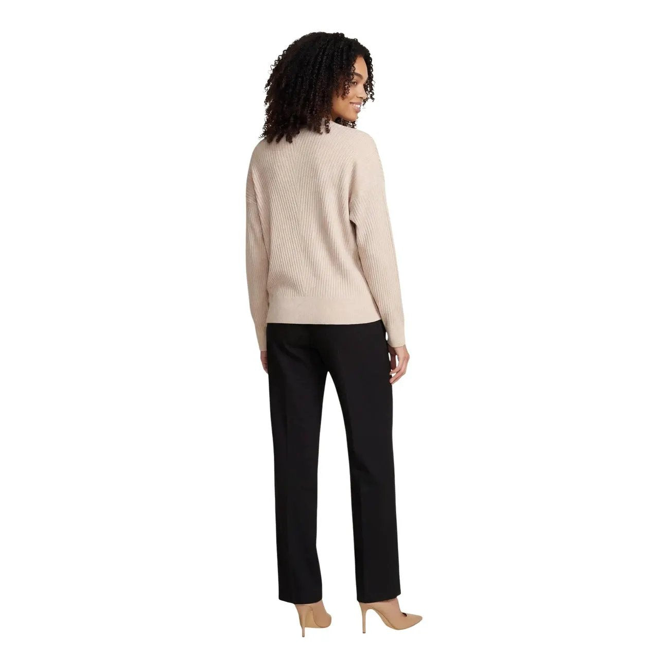 Liu Jo Women Elegant Beige Ribbed V Neck Knitwear With Tie Detail by Liu Jo