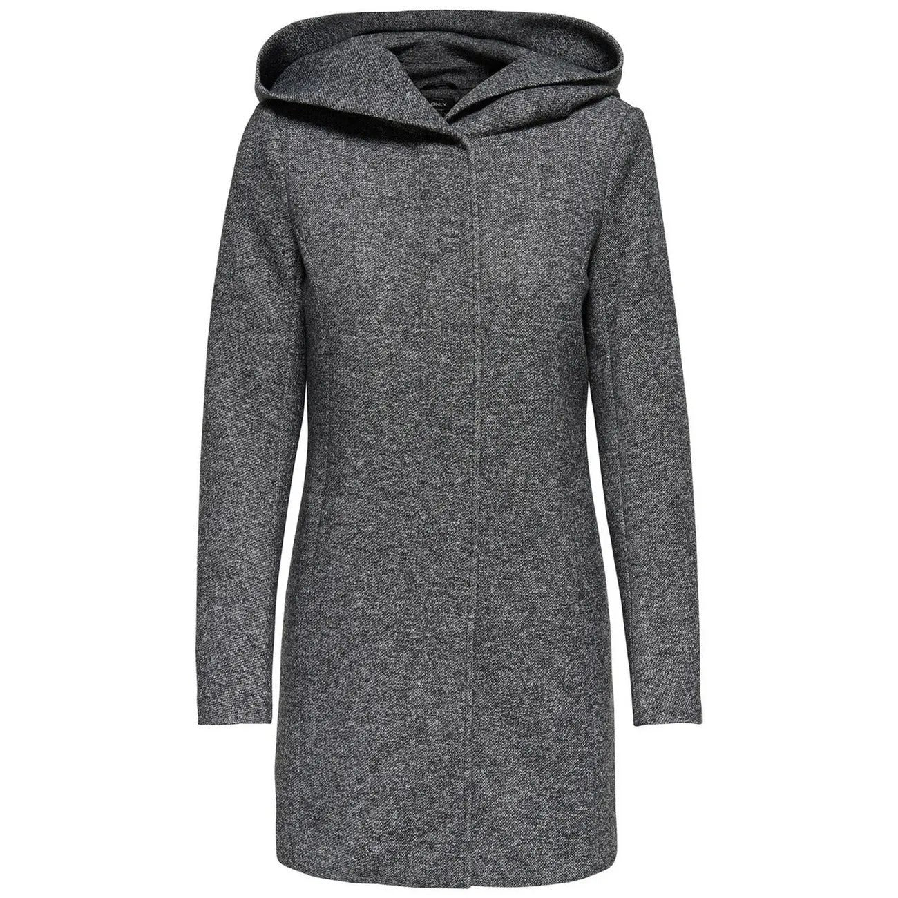 Only Women Grey Pinstripe Hooded Coat Offers Warm Plus Cozy Winter Style by Only