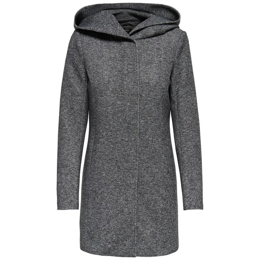 Only Women Grey Pinstripe Hooded Coat Offers Warm Plus Cozy Winter Style by Only