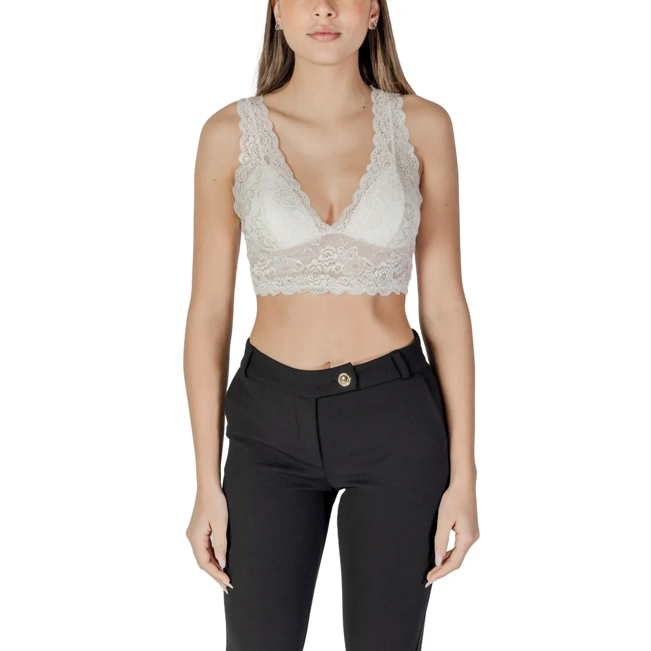 Only Womens Sleeveless V Neck Top Relaxed Fit Breathable White by Only