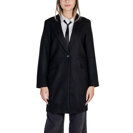 Only Women Black Lapel Coat Long Sleeve Button Warm Winter Style Jacket by Only