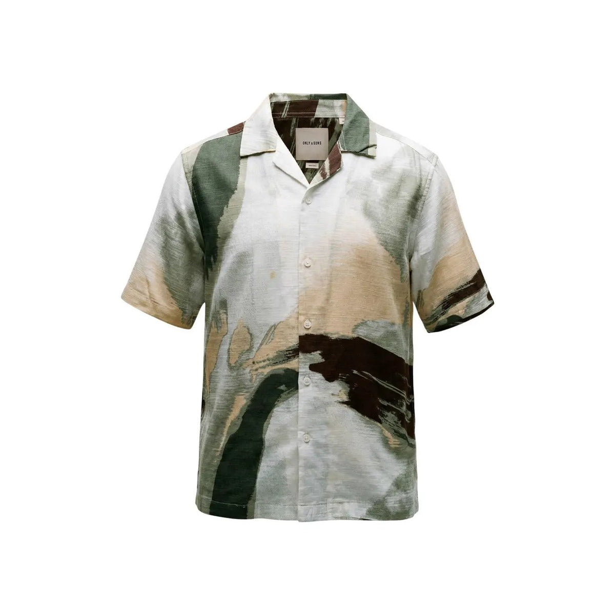 Premium Only And Sons Mens Green Short Sleeve V Neck Summer Shirt by Only & Sons