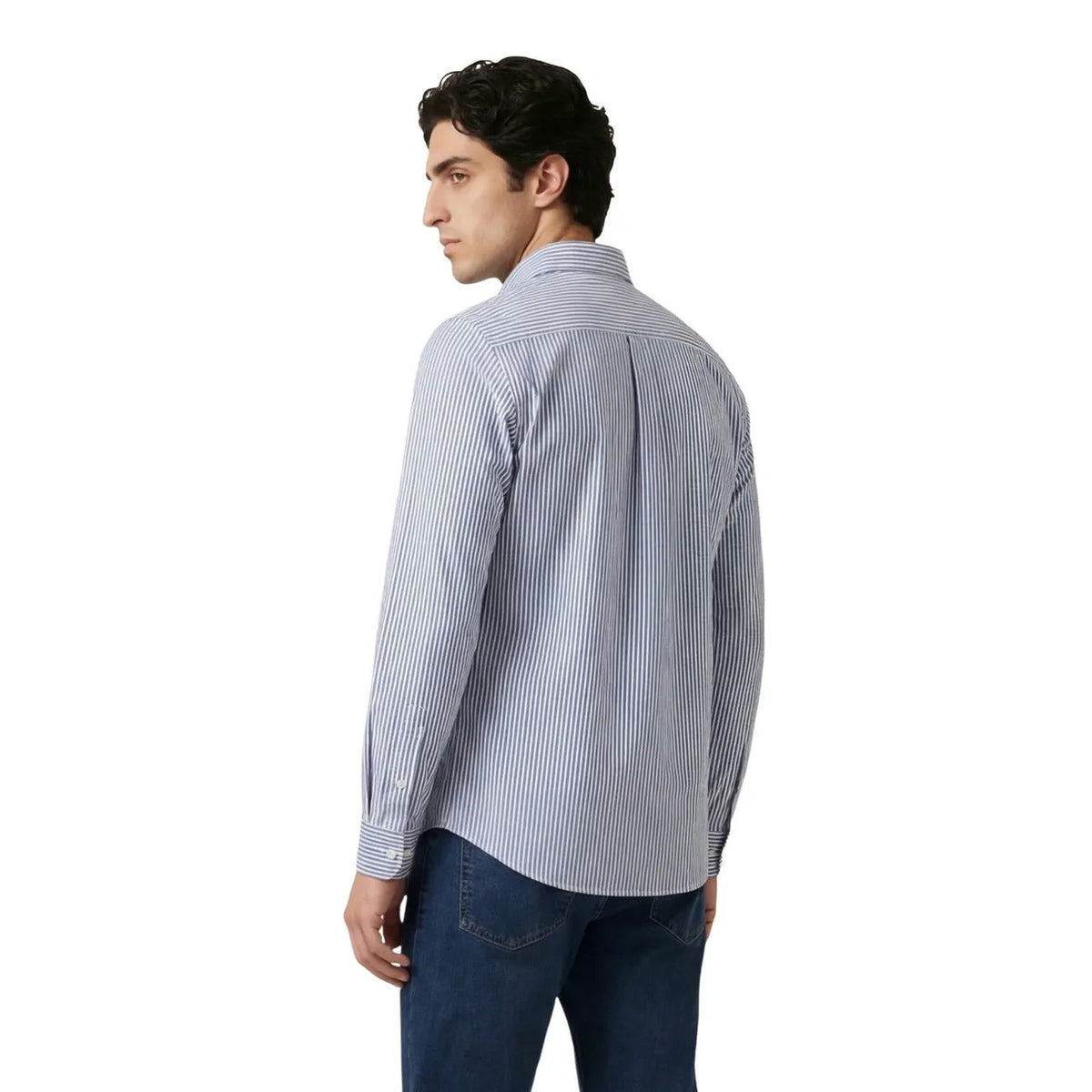 Only & Sons Men Classic Light Blue Striped 100% Cotton Long Sleeve Shirt by Only & Sons