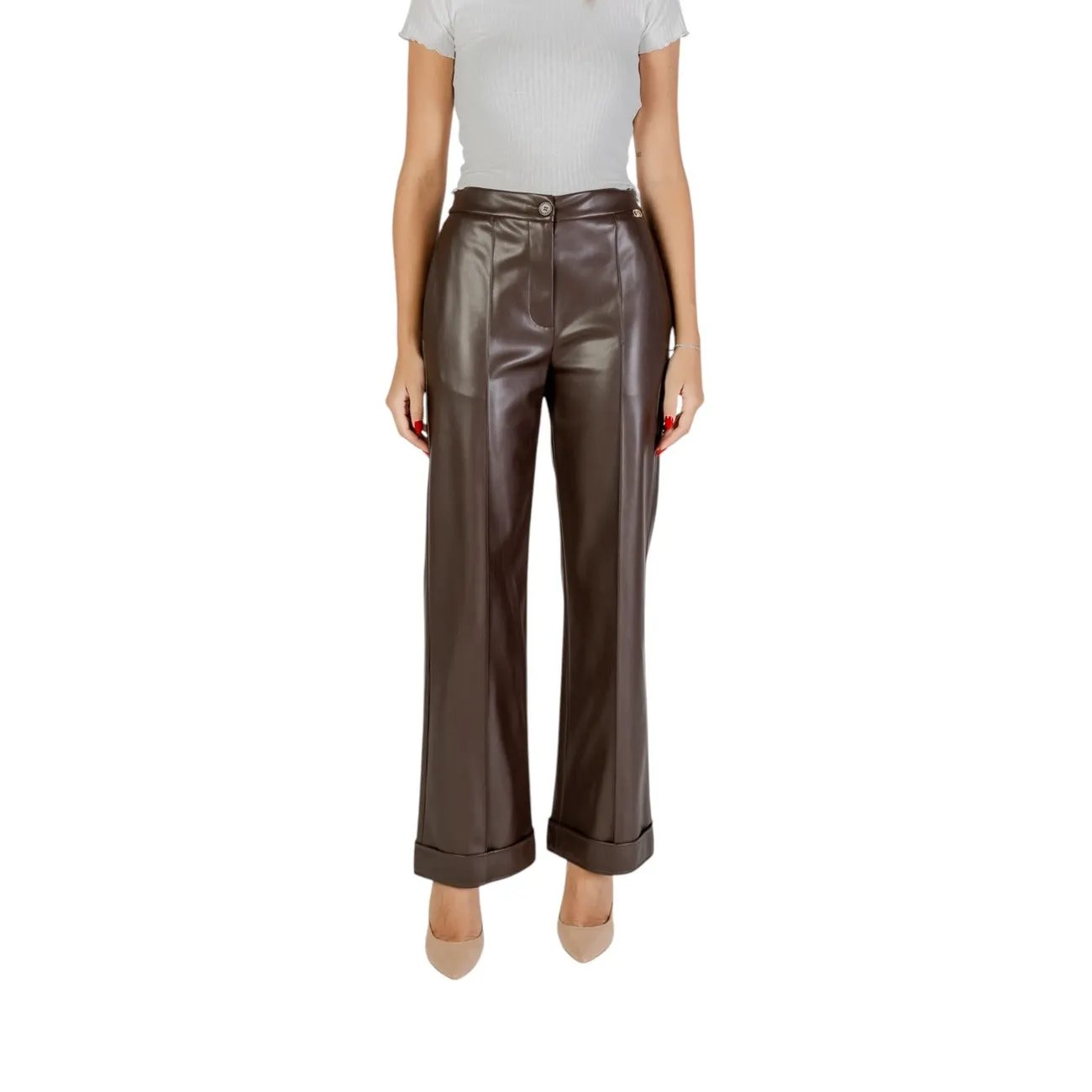 Liu Jo Women Brown Wide Leg Trousers With Elegant Zip Fastening by Liu Jo