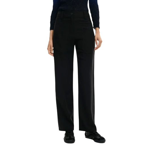 Desigual Women Black Trousers Elegant Viscose Blend Comfort Fit Pockets by Desigual