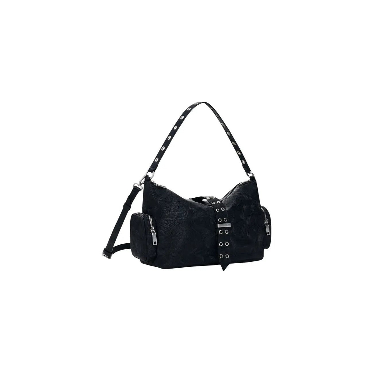 Desigual Women Essential Stylish Black Shoulder Handbag With Side Zip Pockets by Desigual