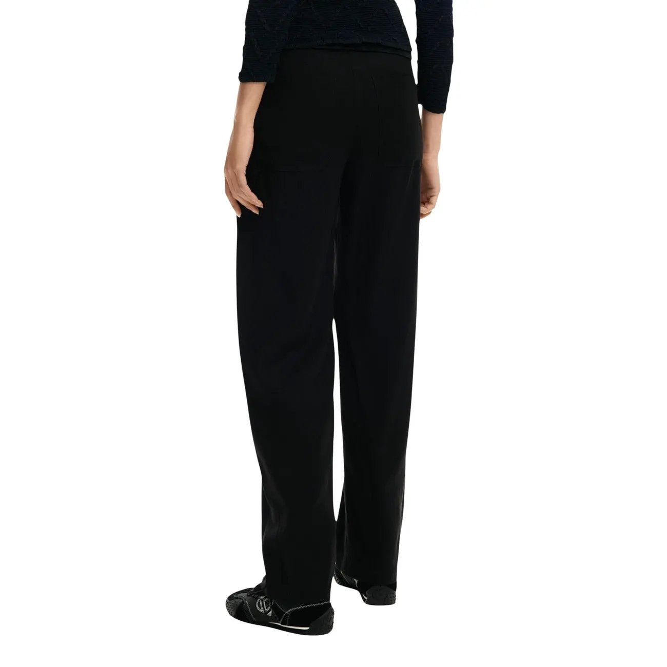 Desigual Women Black Trousers Elegant Viscose Blend Comfort Fit Pockets by Desigual