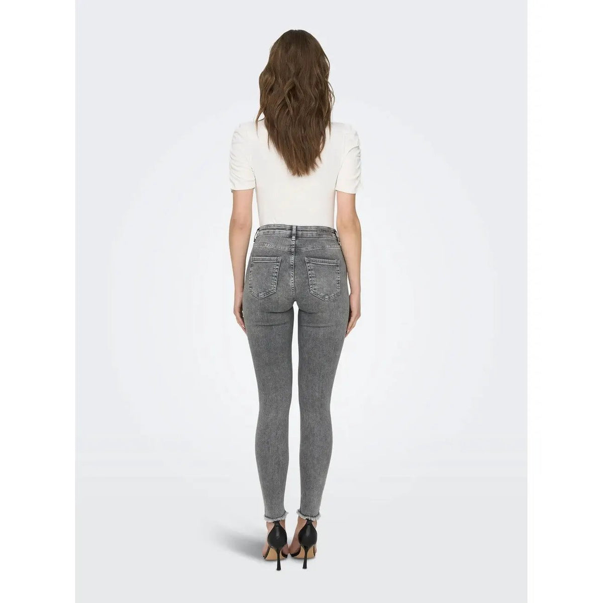 Only Women Grey High Waist Cotton Skinny Jeans Comfortable Stylish Outfit by Only