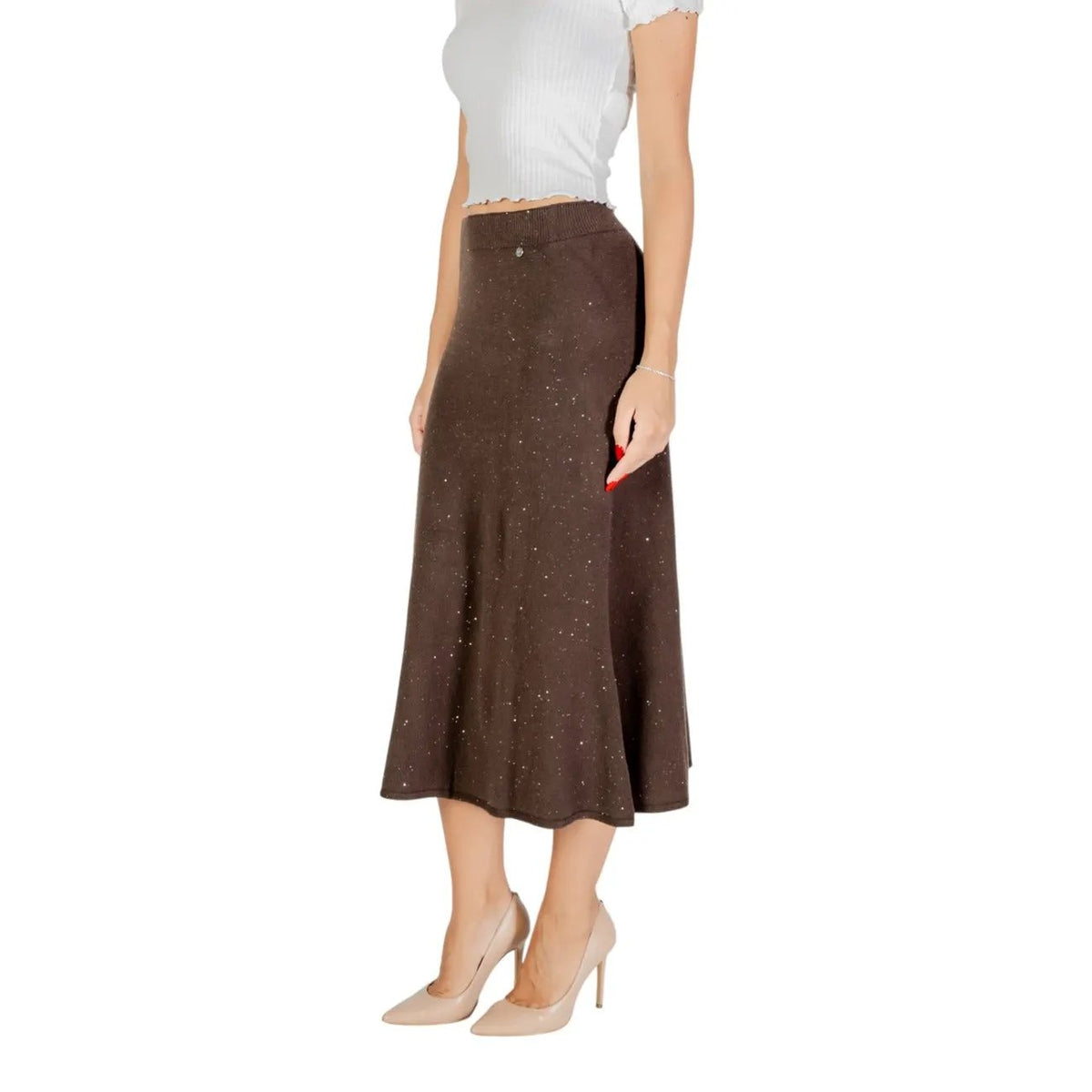 Liu Jo Women Brown Polka Dot Midi Skirt Elegant Comfortable Italian Style by Liu Jo