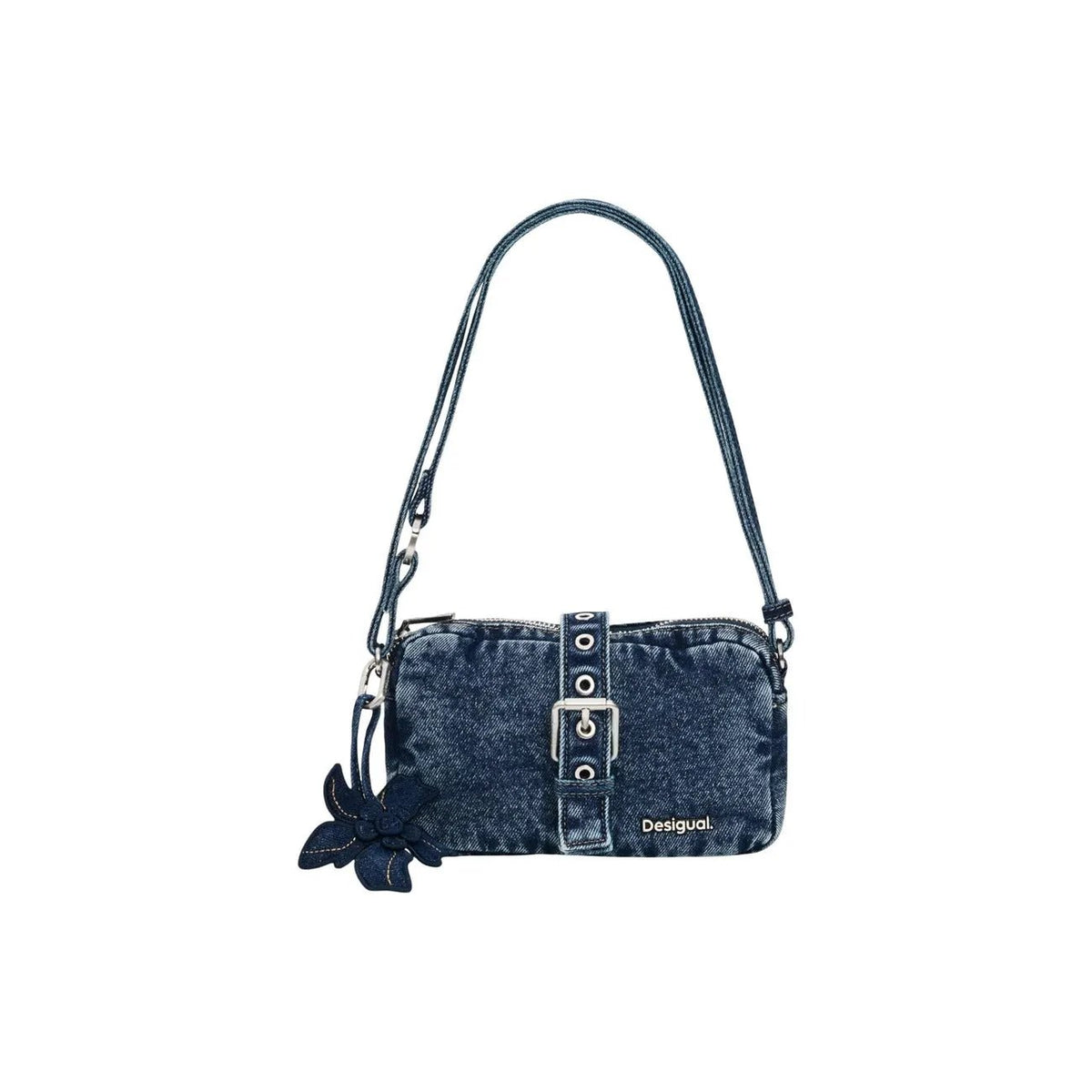 Desigual Women Blue Denim Shoulder Bag With Zip Fastening Stylish Charm by Desigual