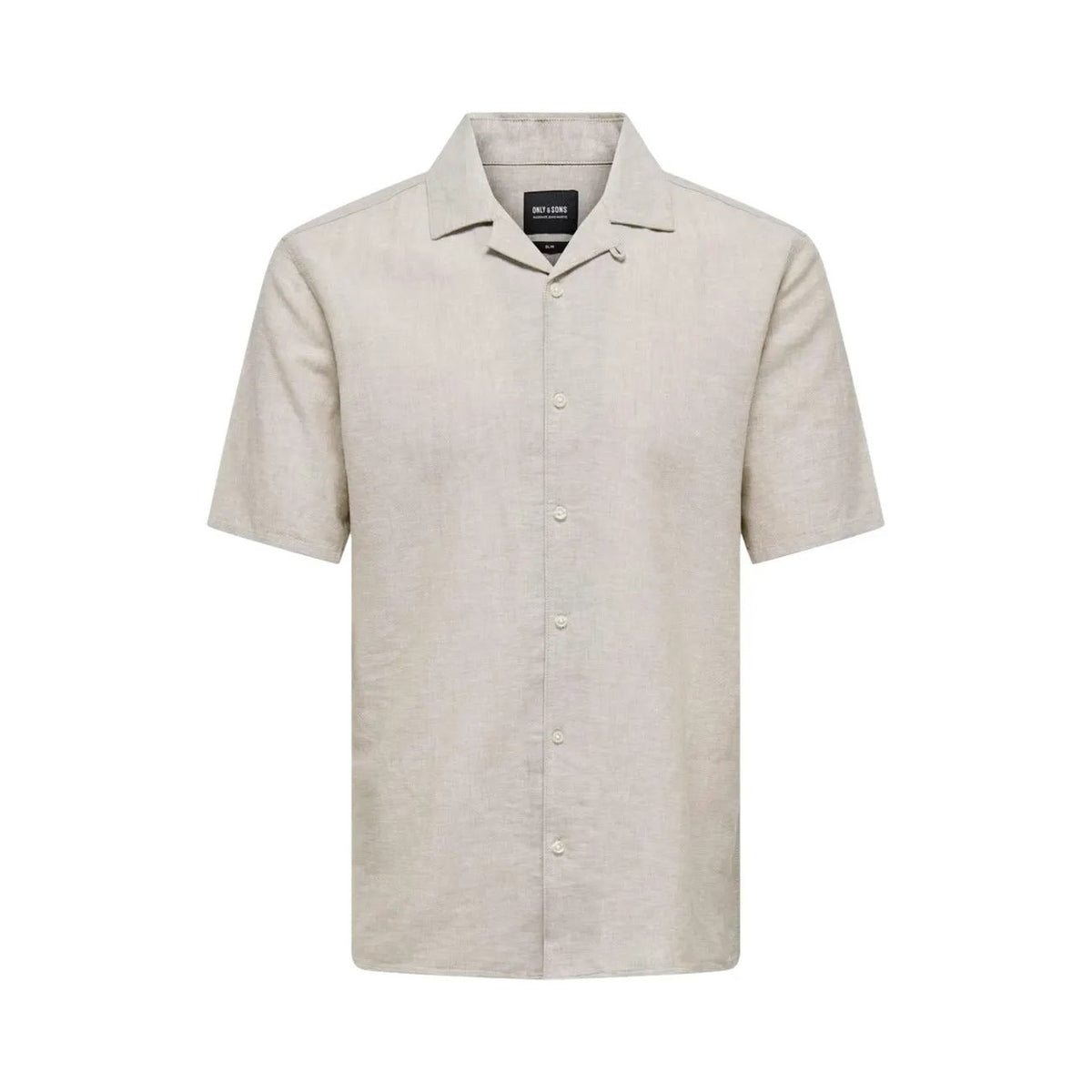 Only and Sons Men Beige Lightweight Short Sleeve Cotton Linen Shirt by Only & Sons