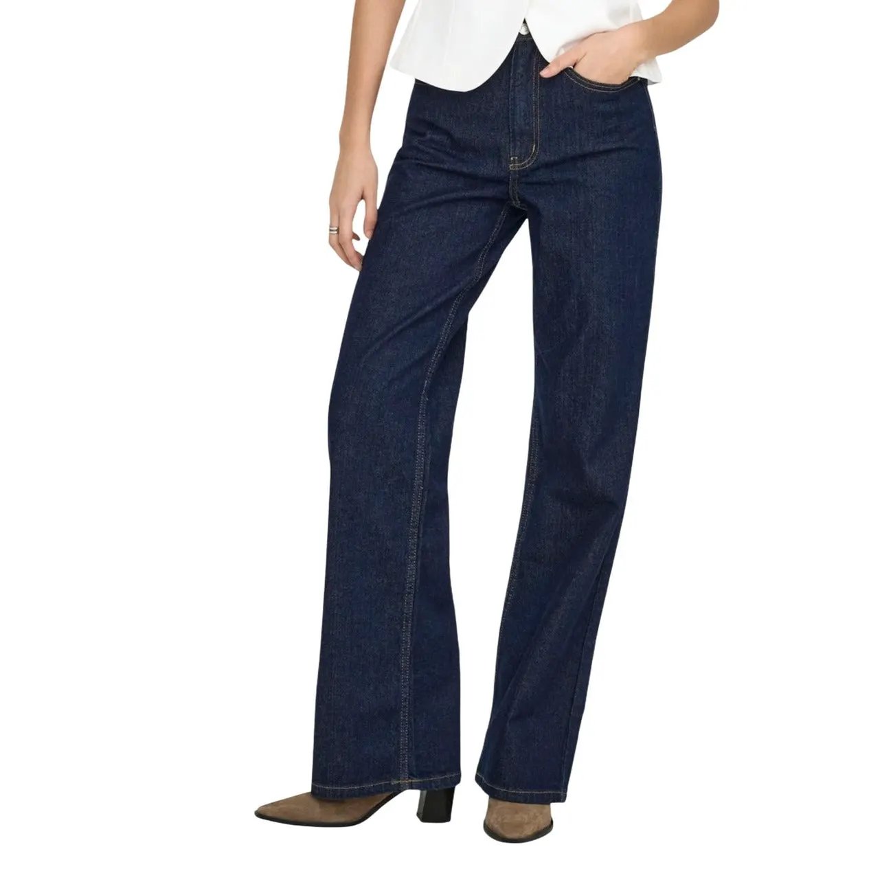 Only Women Organic Cotton Denim Jeans Dark Blue Premium Comfort Style by Only