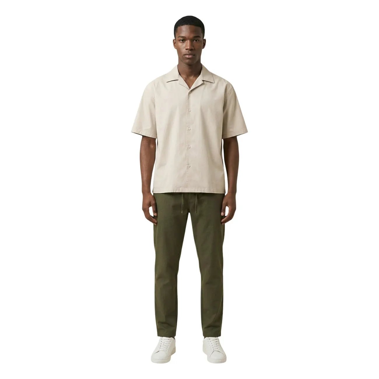 Only Sons Men Cotton Short Sleeve Shirt Comfortable Classic Beige Summer by Only & Sons