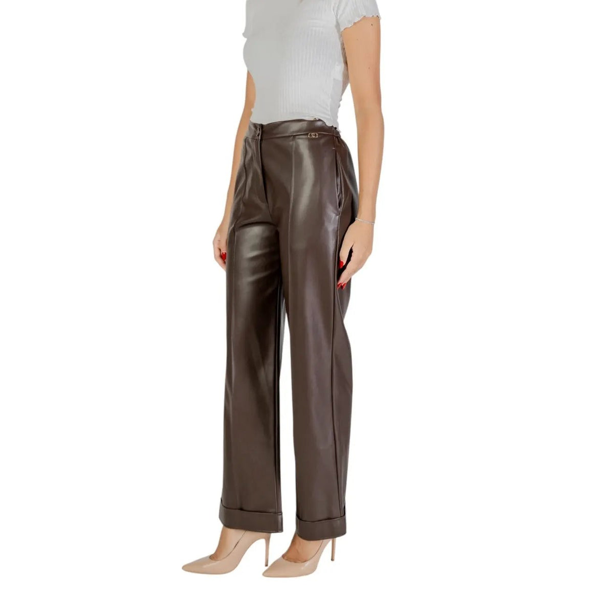 Liu Jo Women Brown Wide Leg Trousers With Elegant Zip Fastening by Liu Jo