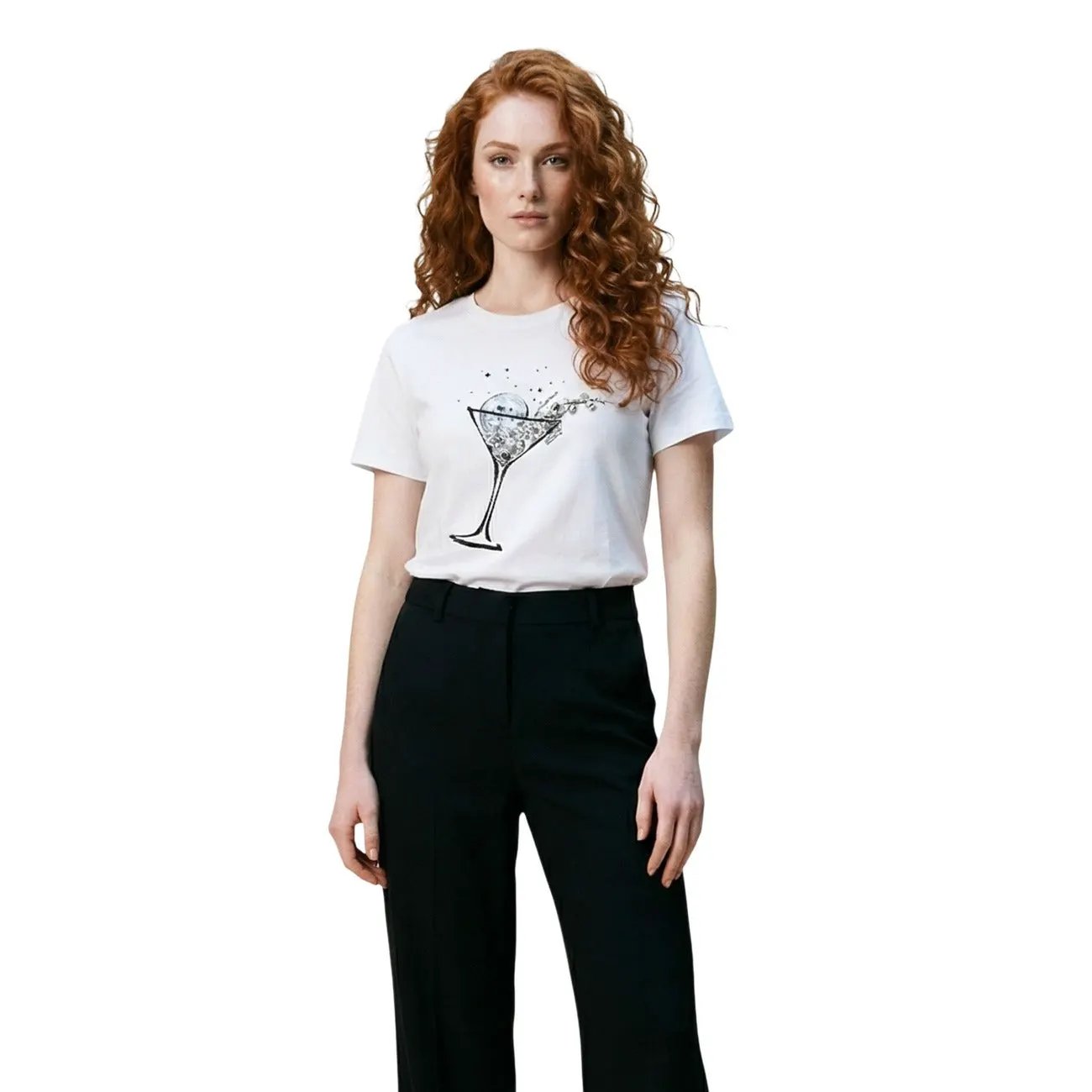 Liu Jo Women White Stylish Cotton Graphic Print Short Sleeve T Shirt Top by Liu Jo
