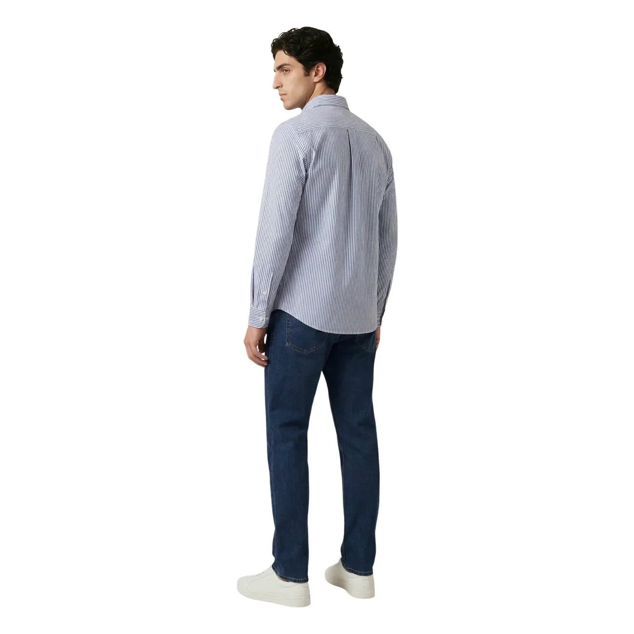 Only & Sons Men Classic Light Blue Striped 100% Cotton Long Sleeve Shirt by Only & Sons