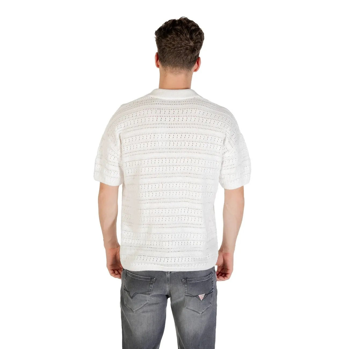 Only and Sons Men Premium White Cotton Knit Polo Shirt Breathable Casual by Only & Sons