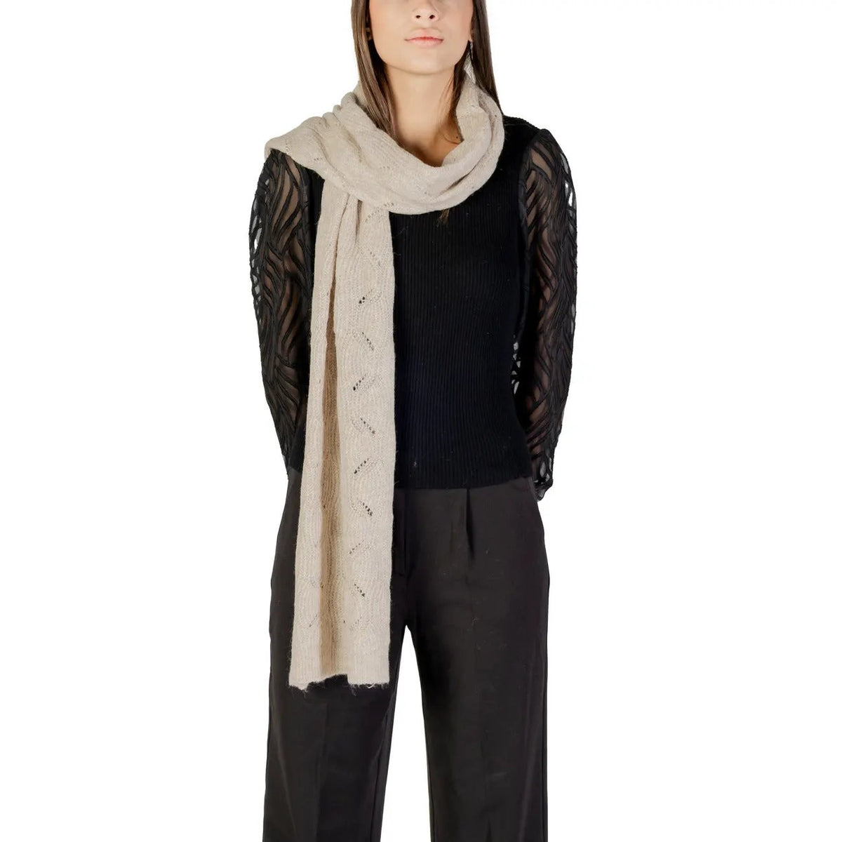 Only Women Beige Knit Scarf Warm Oversized Fall Winter Fashion by Only