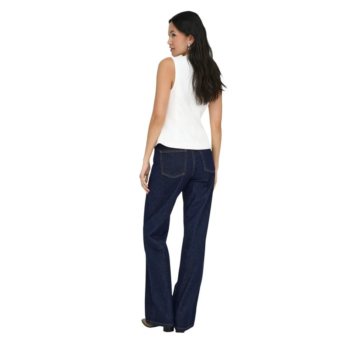 Only Women Organic Cotton Denim Jeans Dark Blue Premium Comfort Style by Only