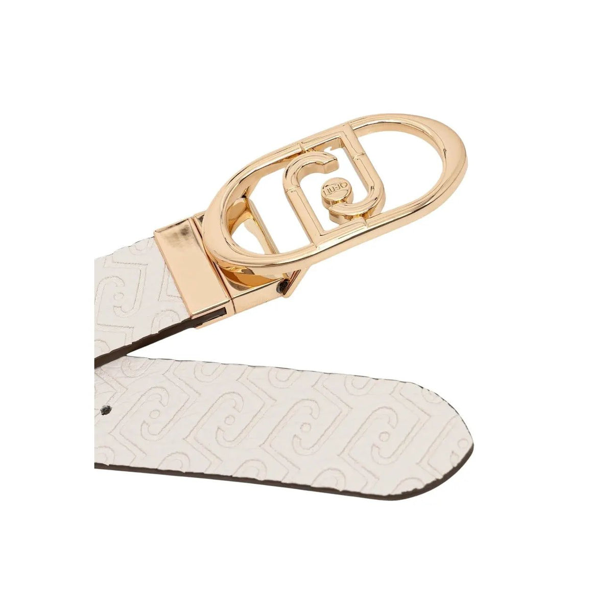 Liu Jo Women White Faux Leather Belt Elegant Gold Logo Buckle Style by Liu Jo