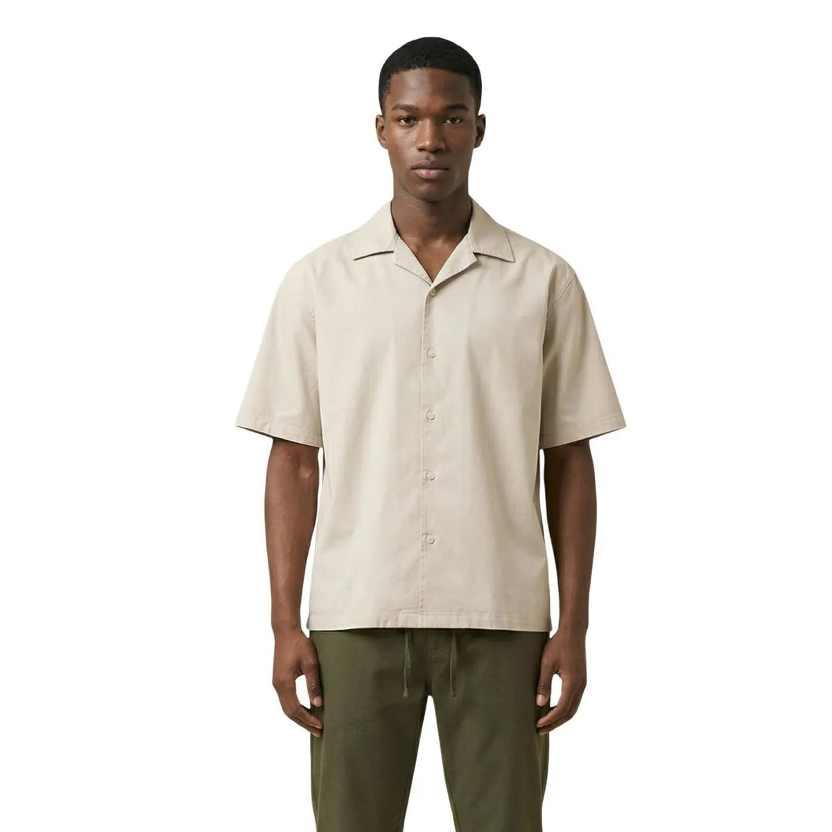 Only Sons Men Cotton Short Sleeve Shirt Comfortable Classic Beige Summer by Only & Sons