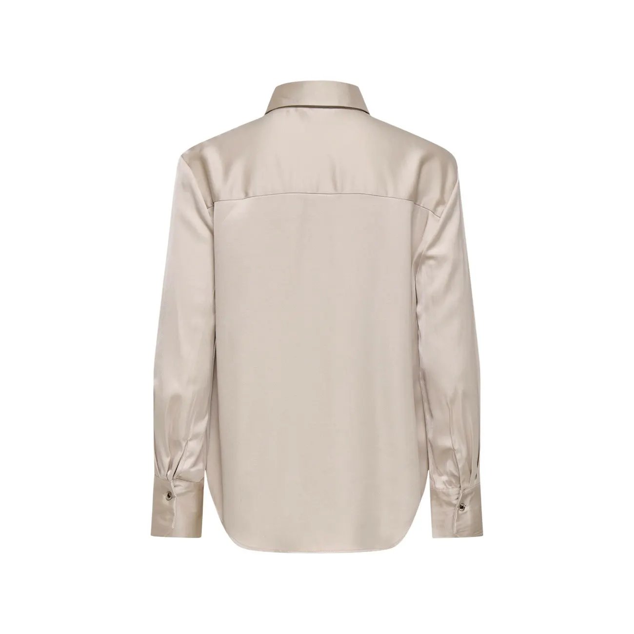 Only Women Elegant Beige Long Sleeve Classic Collar Button Shirt by Only