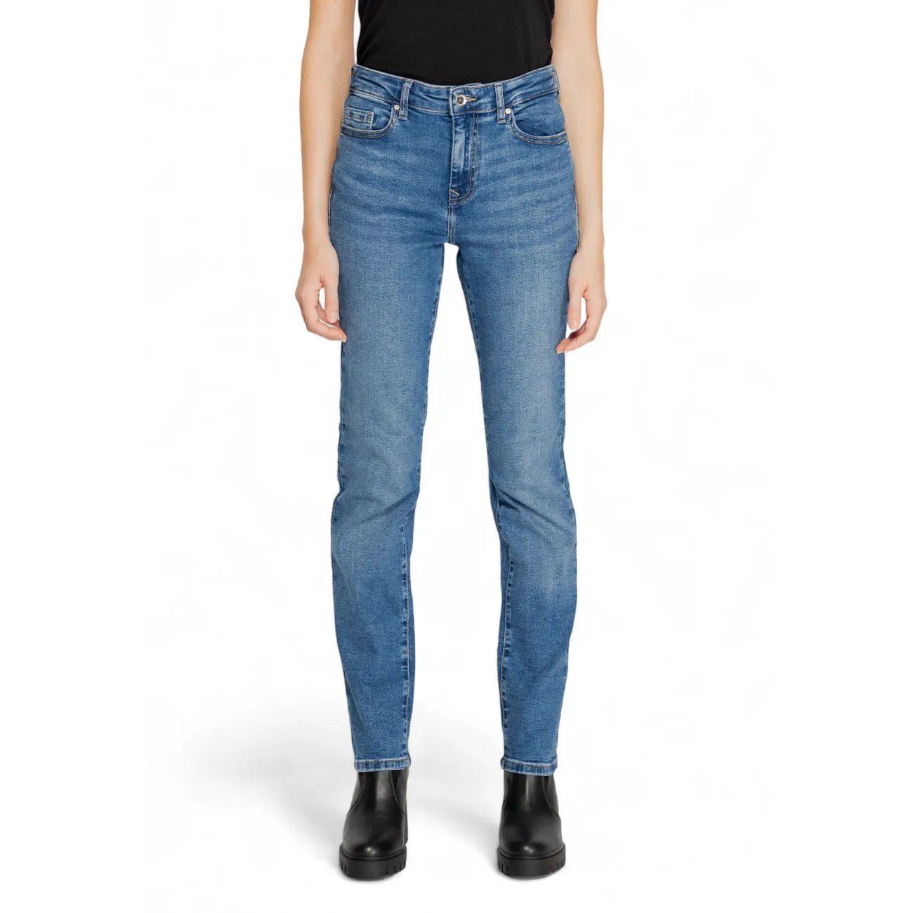 Only Women Jeans Blue Denim Classic Straight Leg With Front Pockets by Only