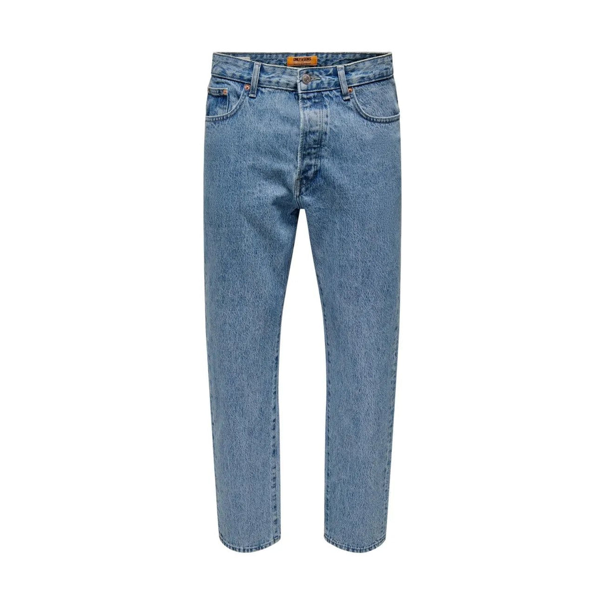 Only and Sons Men Premium Light Blue Cotton Denim Jeans Classic Fit by Only & Sons