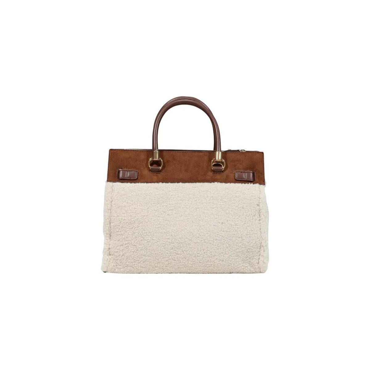 Liu Jo Elegant Women White Sherpa Handbag With Zip Fastening Inside Pockets by Liu Jo