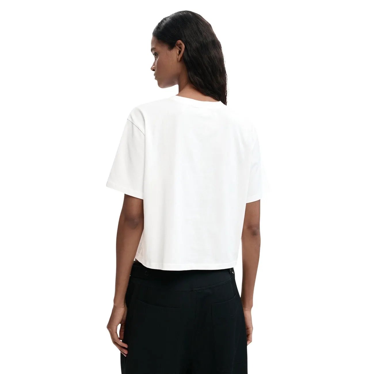 Desigual Women White 100% Cotton Graphic Print Short Sleeve T-Shirt by Desigual