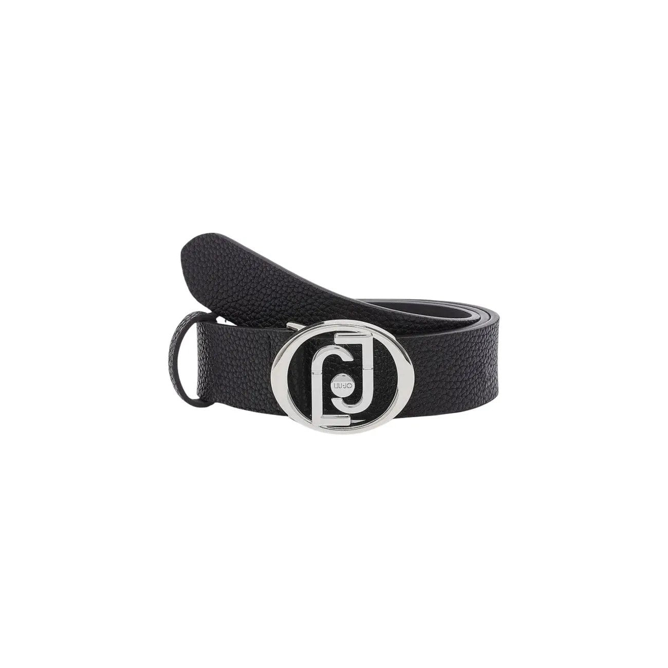 Liu Jo Women Black Leather Belt With Elegant Silver Logo Buckle by Liu Jo