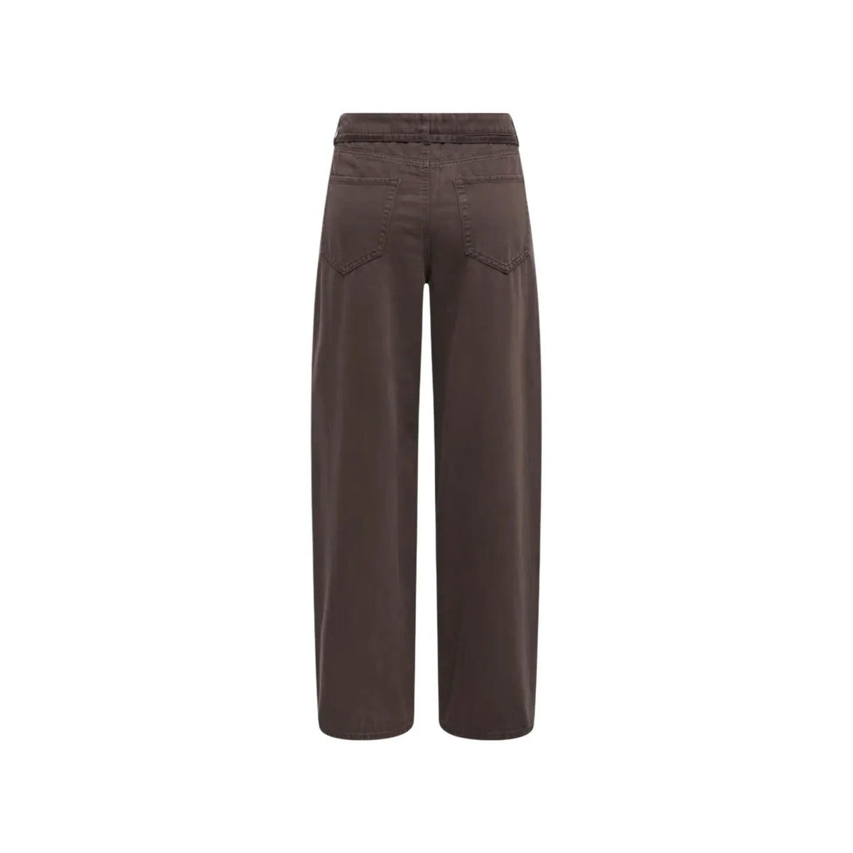 Only Women Stylish Brown Wide Leg Cotton Jeans With Drawstring Waist by Only