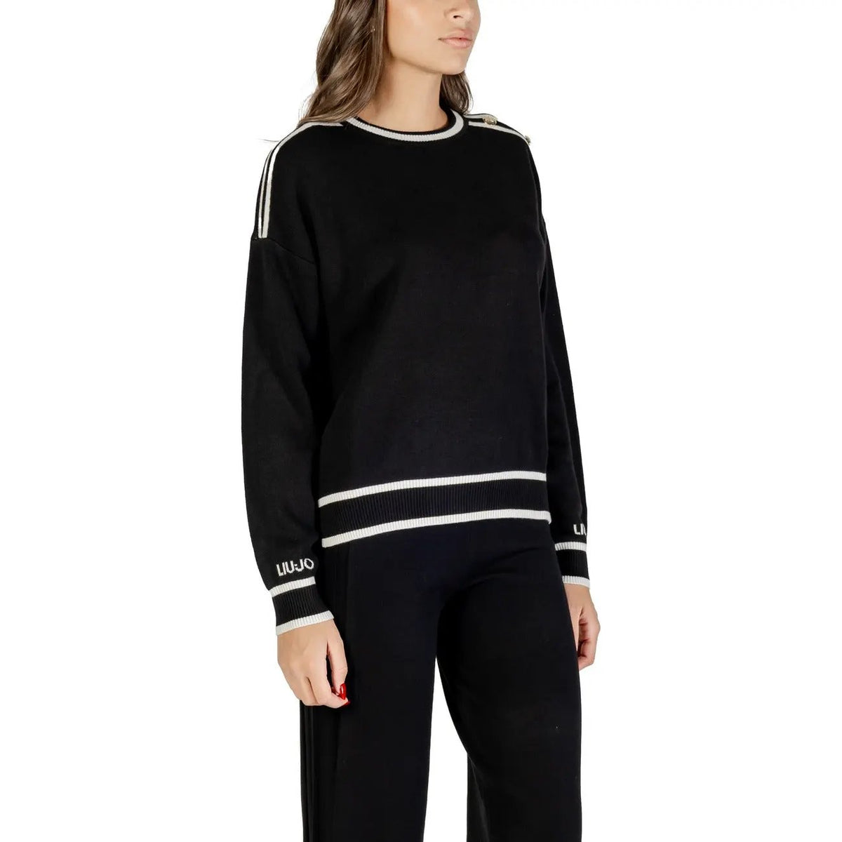 Liu Jo Women Elegant Black Silk Blend Long Sleeve Knitwear Sweater Top by Liu Jo