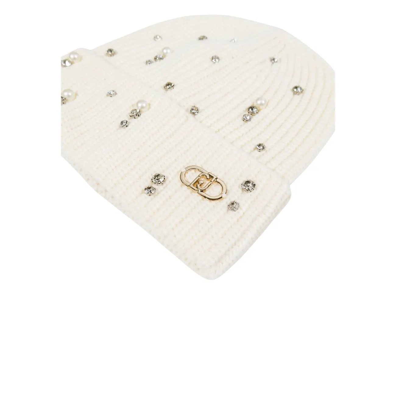Liu Jo Women Elegant White Rhinestone Knit Beanie Warm Winter Fashion Hat by Liu Jo