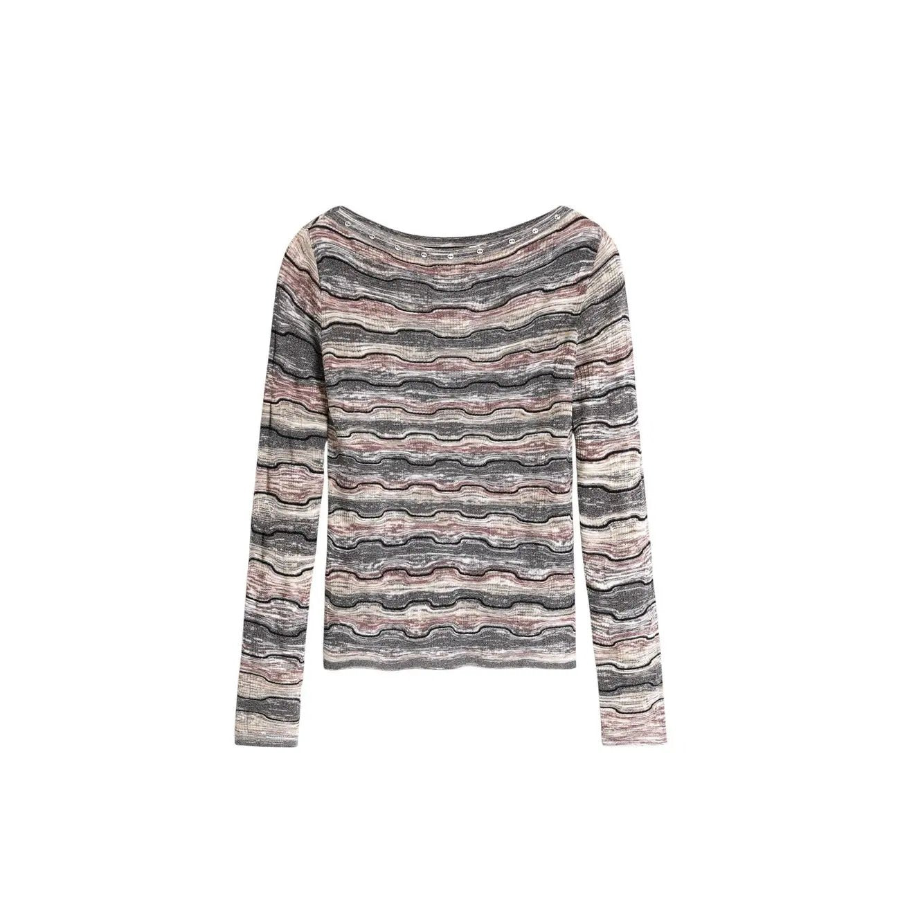 Desigual Women Striped Cotton Blend Knit Sweater Long Sleeve Boat Neck Top by Desigual